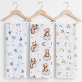 Muslin pelena 3/1 - plava-siva