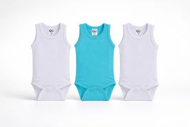 Bebi bodi 3-pack bela-tirkiz