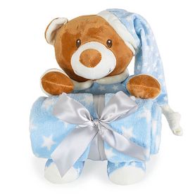 Cangaroo ćebe za bebe s igračkom Addie Bear - Plavo